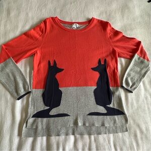 Crown & Ivy Sweater Womens Large Fox Dog Animal Intarsia Crewneck Pullover Fall
